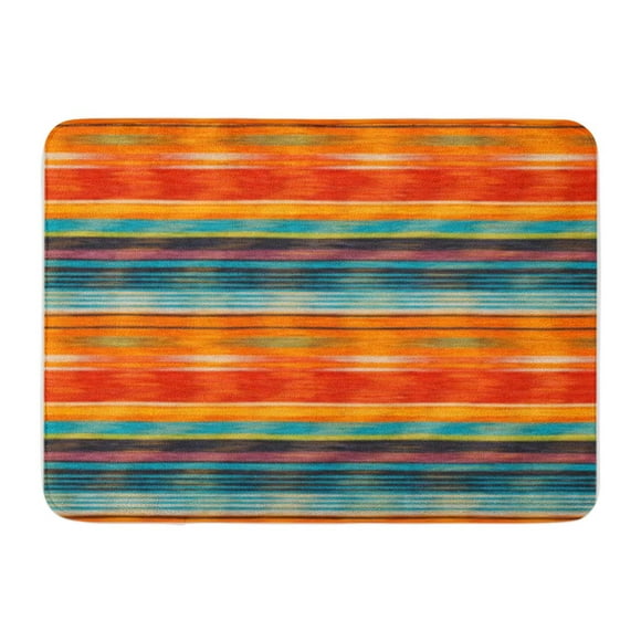 NUDECOR Bleu Hispanique de Rayures Colorées Motif Orange Couleur Guatemala Paillasson Tapis de Sol Tapis de Bain 30 X 18 Pouces
