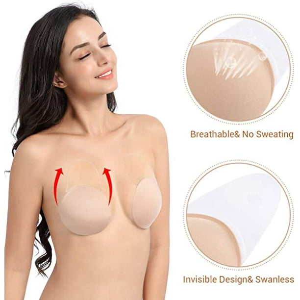 L Women's Invisible Sticky Bra Invisible Push Up Bra Reusable Sticky  Backless Bra
