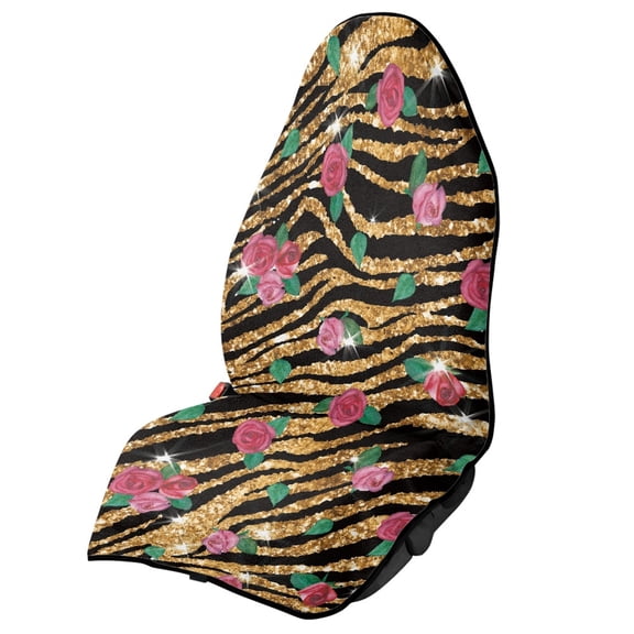 POLERO Pink Rose Print Terry Cloth Car Seat Cover Waterproof, for Truck Seat Van Front Seat Suitable for Vans Sedan