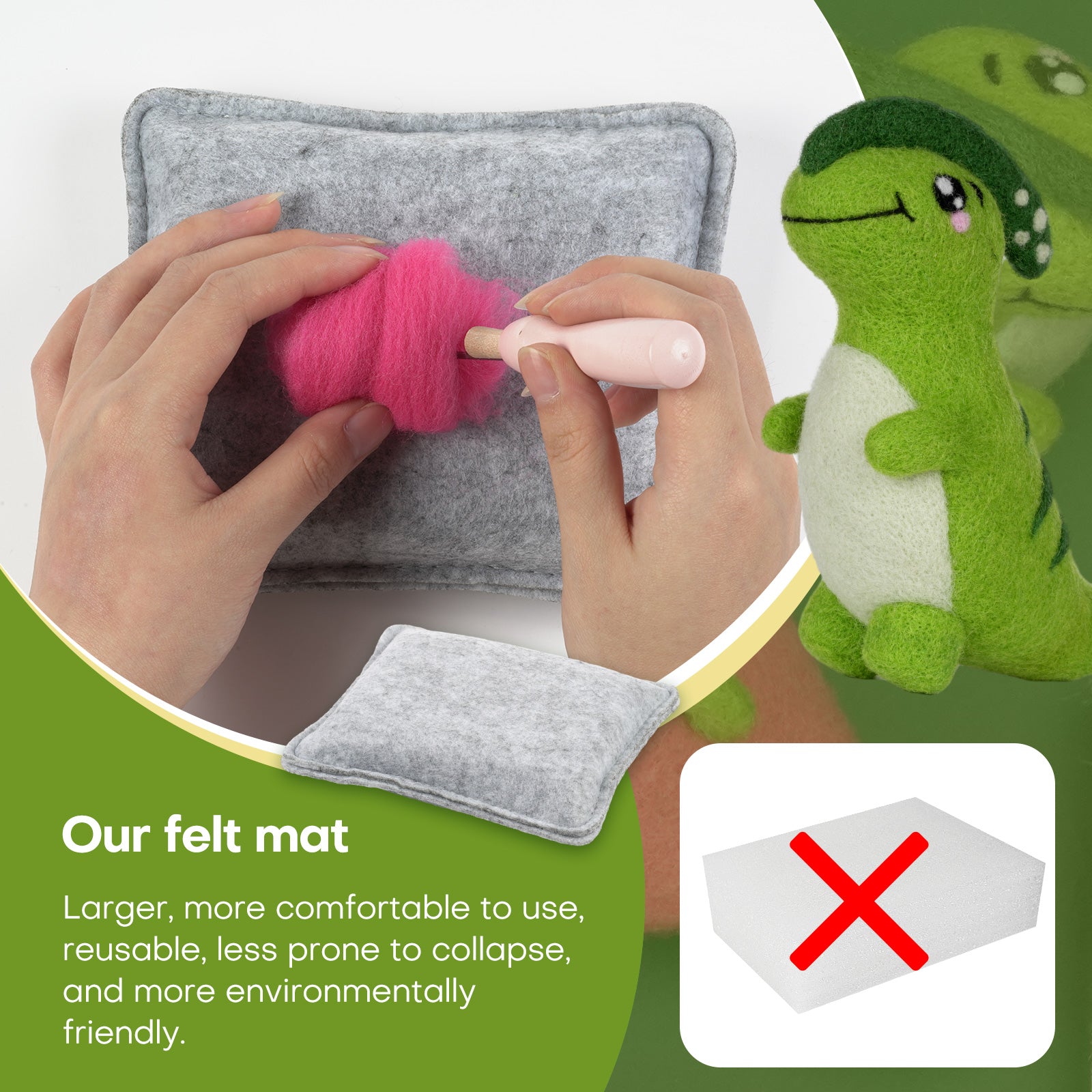 Dinosaurs Needle Felting Kit. Wizardi DIY Wool Craft Kit F07N8-Z-02