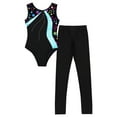 thumbnail image 3 of Zaldita Kids Girls Ballet Gymnastics Outfits Sleeveless Dance Leotard Top with Leggings 2Pcs Gym Blue Green 10, 3 of 7