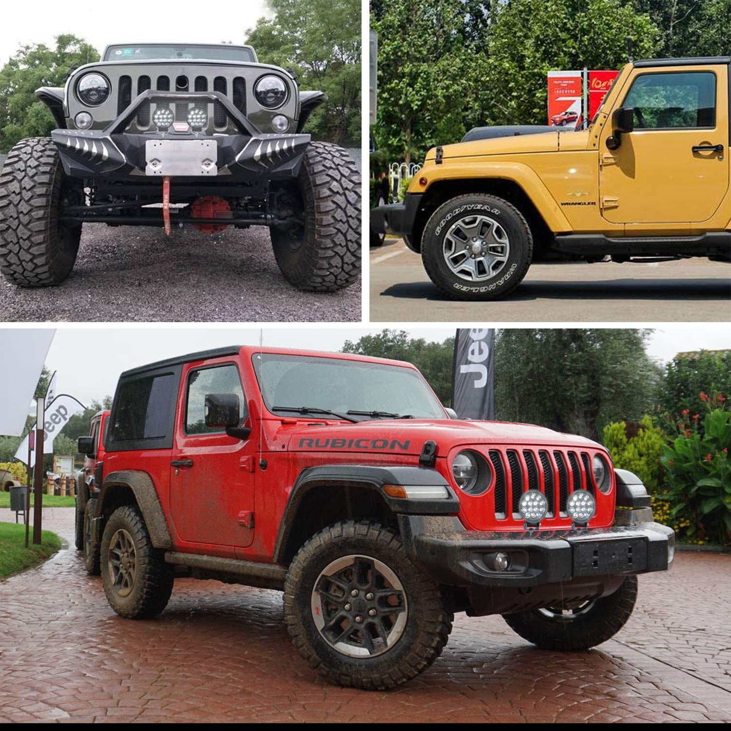 Led Round Light Bar 2PCS 4.5" 140w 14000LM Flood Light Pod Off Road Fog Driving Roof Bar Bumper for SUV Truck, Hunters