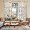 thumbnail image 2 of Beige Boho Kitchen Curtain for Berdoom Living Room Cafe 72 Inch Length, Middle Century Ethnic Vintage Abstract Tiers Curtains Light Filtering Drapes Rod Pocket Window Treatment 2 Panels 52"Wx72"L, 2 of 8