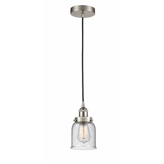 616-1PH-SN-G54-LED-Innovations Lighting-Bell - 1 Light Mini Pendant In Industrial Style-10 Inches Tall and 5 Inches Wide Brushed Satin Nickel Seedy