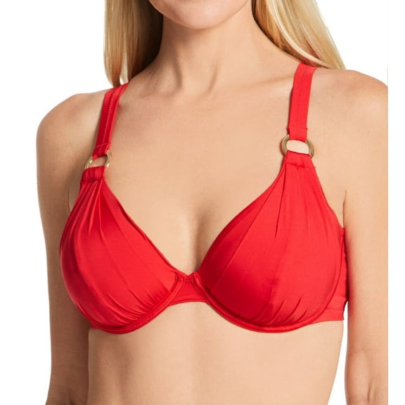 Women's Pour Moi 20912 Samoa Non Padded Underwire Swim Top (Red 34F)