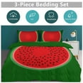 thumbnail image 5 of 3 Pcs Soft Bedding Set, Includes 1 Duvet Cover with Zipper And 2 Pillow Shams,Watermelon Red And Bright Full(79"×90"), 5 of 8