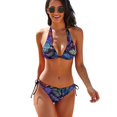 thumbnail image 1 of Green Plam Leaf Bikinis Set Sexy Tropical Print Bikini Swimsuit Rave Custom Swimwear Colorful Deep V Swimsuits, 1 of 5