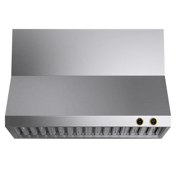 48 in. 900 CFM Ducted Wall Mount Range Hood in Stainless Steel with Gold