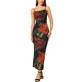 thumbnail image 2 of INSPIRE CHIC Floral Mesh Dress for Women's Sleeveless Spaghetti Strap Cami Bodycon Maxi Dresses XS Black, 2 of 5