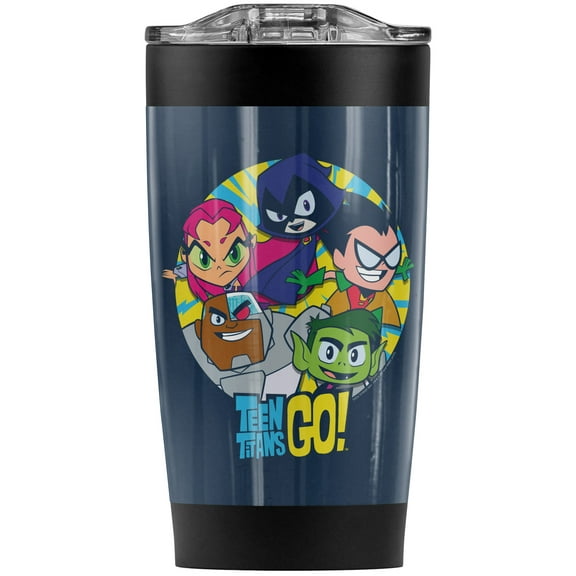 Teen Titans Go! Go Go Group Stainless Steel Tumbler 20 oz Coffee Travel Mug/Cup, Vacuum Insulated & Double Wall with Leakproof Sliding Lid | Great for Hot Drinks and Cold Beverages