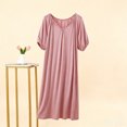thumbnail image 5 of Asxite Womens Pajamas Solid Short Sleeve Round Neck Ruffle Hem Loose Breathable Nightgown, 5 of 6