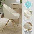 thumbnail image 3 of Martha Stewart Upholstered Stationary Office Chair in Off White/Polished Brass, 3 of 12