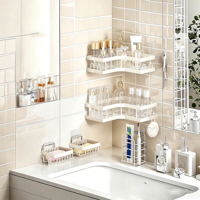 Organizador para Regadera, Estante para Baño Sin Taladro Esquinero, Organizador de Baño Acero Inoxidable, Repisa para Baño Pared