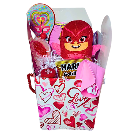 Happy Owl Lette Pj Mask Valentine's Valentine Valentines Gift Basket Plush Stuffed Toy Candies Reusable Toy Bucket Kids Easter Spring Holiday Hearts Gift (Contents Vary)