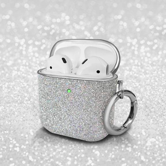 Bling Airpods Case, Cute Glitte Diamond Airpod 1st/2rd Case Cover for Girls Women, Rhinestone Airpods Protective Case with Keychain, Scratch Proof and Drop Proof