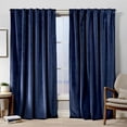 thumbnail image 1 of Exclusive Home Velvet Heavyweight Light Filtering Hidden Tab Top Curtain Panel Pair 52""x96"" Navy, 1 of 1