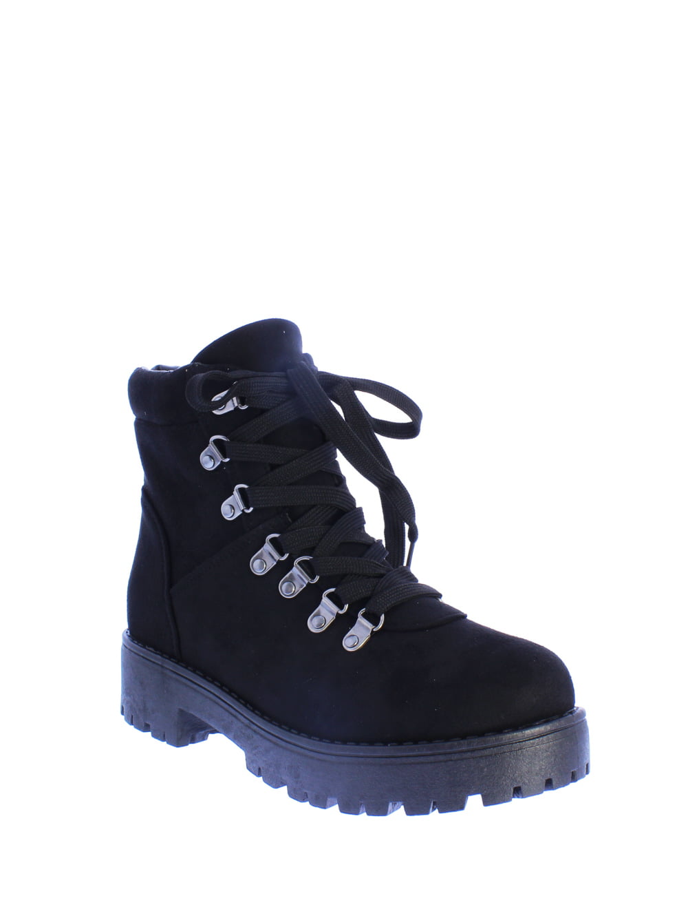 Bamboo Women Casual Lace Up Boot in Black Suede - Walmart.com