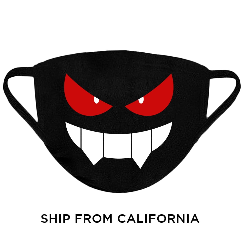 Washable Cloth Face Masks Made in USA Reusable Face Mask Breathable Face Mask with Funny Face Vampire Fun 3 Layered 100% Cotton Mouth Mask Nose Mask Washable Mask Face Cover
