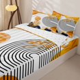 thumbnail image 3 of Homewish Bohemian Abstract Stripes Zipper Queen Comforter Set with Fitted Sheet and 2 Pillowcases,Mid-Century Plants Zipper Bedding Set,White Orange,Reversible,4pcs, 3 of 8