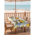 thumbnail image 2 of Outdoor Tablecloth with Umbrella Hole for Patio/Picnic/Party/Camping, Lemon Basket Summer Waterproof Table Cloth Rectangle Table Cover Washable, Eucalyptus Blue Yellow Plaid (60"x 120"), 2 of 8