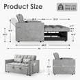 thumbnail image 2 of Anpport 3-in-1 Convertible Sleeper Sofa Bed, Pull-Out Loveseat Couch with Adjustable Back for Small Spaces, Velvet Fabric, 55", Gray, 2 of 6