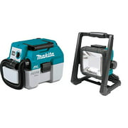 Makita XCV11Z 18V LXT Lithium-Ion Brushless Cordless 2 Gallon HEPA Filter Portable Wet/Dry Dust Extractor/Vacuum, Tool Only & DML805 18V LXT Lithium-Ion Cordless/Corded 20 L.E.D. Flood Light, Only