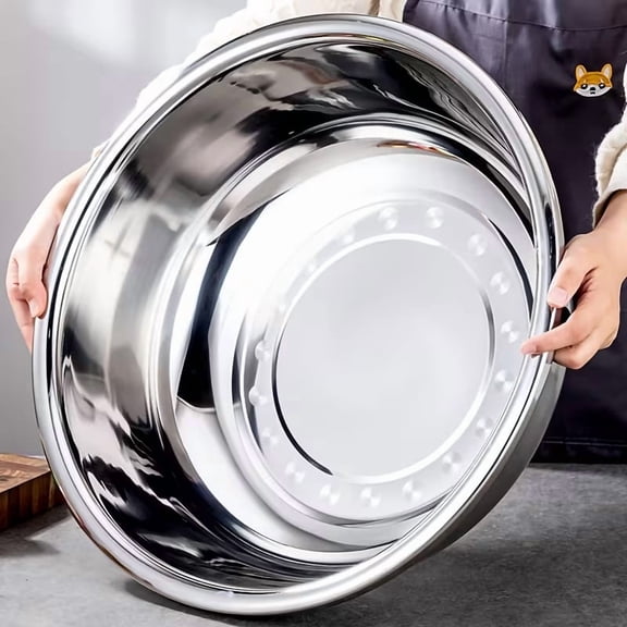 Extra‑Large Stainless Steel Mixing Bowl Set, 15.74"(40cm) & 14.2"(36cm), Heavy‑Duty Deep Prep Basin, Rust‑Proof Dishwasher‑Safe Metal Bowls for Baking, Dough, Salad, Cooking & Marinating, Kitchen Pre