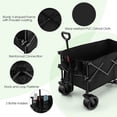 thumbnail image 4 of Spaco Folding Utility Garden Cart with Wide Wheels and Adjustable Handle-Black, Capacity Collapsible Utility Camping Grocery Canvas Portable Rolling, 4 of 8