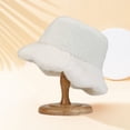 thumbnail image 4 of Tnobhg Women Winter Fisherman Hat Soft Plush Thick Windproof Solid Color Flower Edge Flat Top Warm Cold Resistant Lightweight Outdoor Basin Cap Casual Cap, 4 of 8