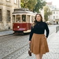 thumbnail image 2 of Agnes Orinda Women's Plus Size Faux Suede Skirt Elastic High Waist A Line Midi Skirts with Pockets 1X Brown, 2 of 7