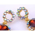 thumbnail image 5 of Women Retro Dark Smoke Topaz Tier Orb Golden Dangle Drop Crystal Earring, 5 of 5