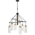 thumbnail image 3 of Cal Lighting 60W X 6 Williston Rubber Wood Chandelier With Hanging Textured Glass Shades, 3 of 3