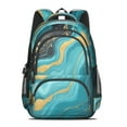 thumbnail image 2 of Teal Gold Marble Backpack for School,Cute School Bag,Schoolbag with Adjustable Shoulder Straps & Padded Back,16.9 Inch, 2 of 5