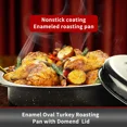 thumbnail image 2 of 13-Inch Oval Roaster with Lid, Enameled Steel, 7 LB Poultry Capacity, 932°F Heat Resistant, Dishwasher Safe, Black, 2 of 7