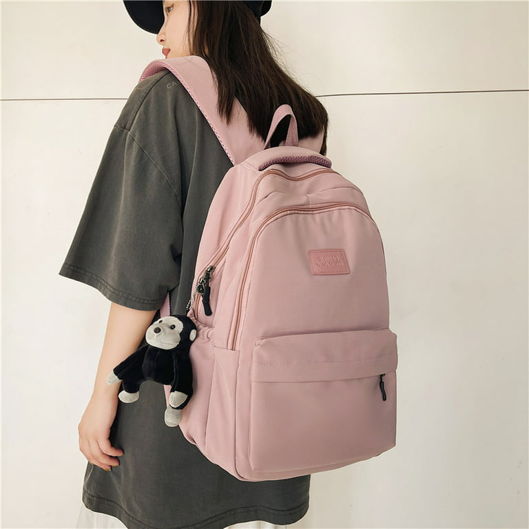 Large-capacity Backpack Travel Female Korean Version Bag Junior High And  Middle School Students Casual School Bag,Beige