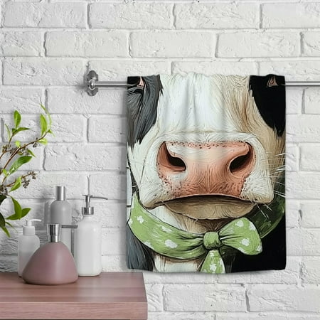 ZFLMY Cow Bow Kitchen Towels Save 100% Polyester Microfiber Hand Towel Soft Bath Towel Absorbent for Kitchens Bathrooms Showers 29.5x13.8 inches 29.5x13.8in