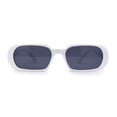 thumbnail image 1 of Womens Mod Oval Retro Narrow Rectangle Plastic Sunglasses White Black, 1 of 4