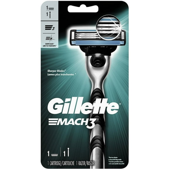 3 Pack - Gillette Mach3 Men's Razor, Handle & 1 Blade Refill 1 ea