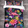 thumbnail image 1 of Ensemble de Literie Flamants Roses Animaux Pièces Imprimé Rose Housse de Couette en Microfibre avec Fermeture Éclair, 1 of 5