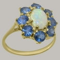 thumbnail image 3 of LBG British Made 9k Yellow Gold Natural Opal & Sapphire Womens Anniversary Ring - 33 size options - Size 10.25, 3 of 6