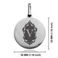 thumbnail image 2 of Stainless Steel Alphabet Letter V initial Round Medallion Pendant Necklace, 2 of 3