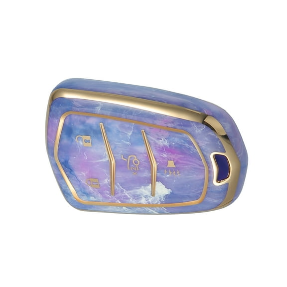 Unique Bargains Key Fob Cover for Cadillac Escalade ATS 4 Button TPU Purple Remote Keyless Smart Key Fob Case Protection