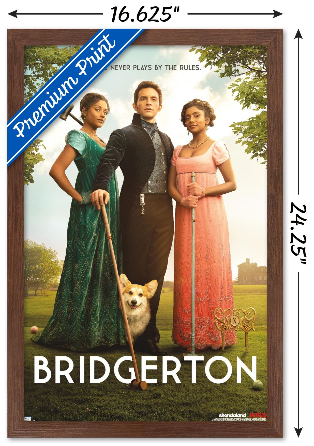 Netflix Bridgerton: Season 2 - Trio One Sheet Wall Poster, 14.725" x 22.375" Framed
