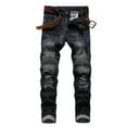 thumbnail image 3 of Men's Ripped Distressed Destroyed Slim Fit Straight Leg Denim Jeans, 3 of 7