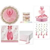 Ballerina Toes Party Supplies Bundle 16 Dinner Plates, 16 Lunch Napkins, Table Cover, Centerpiece, Dizzy Danglers, Candles, Recipe