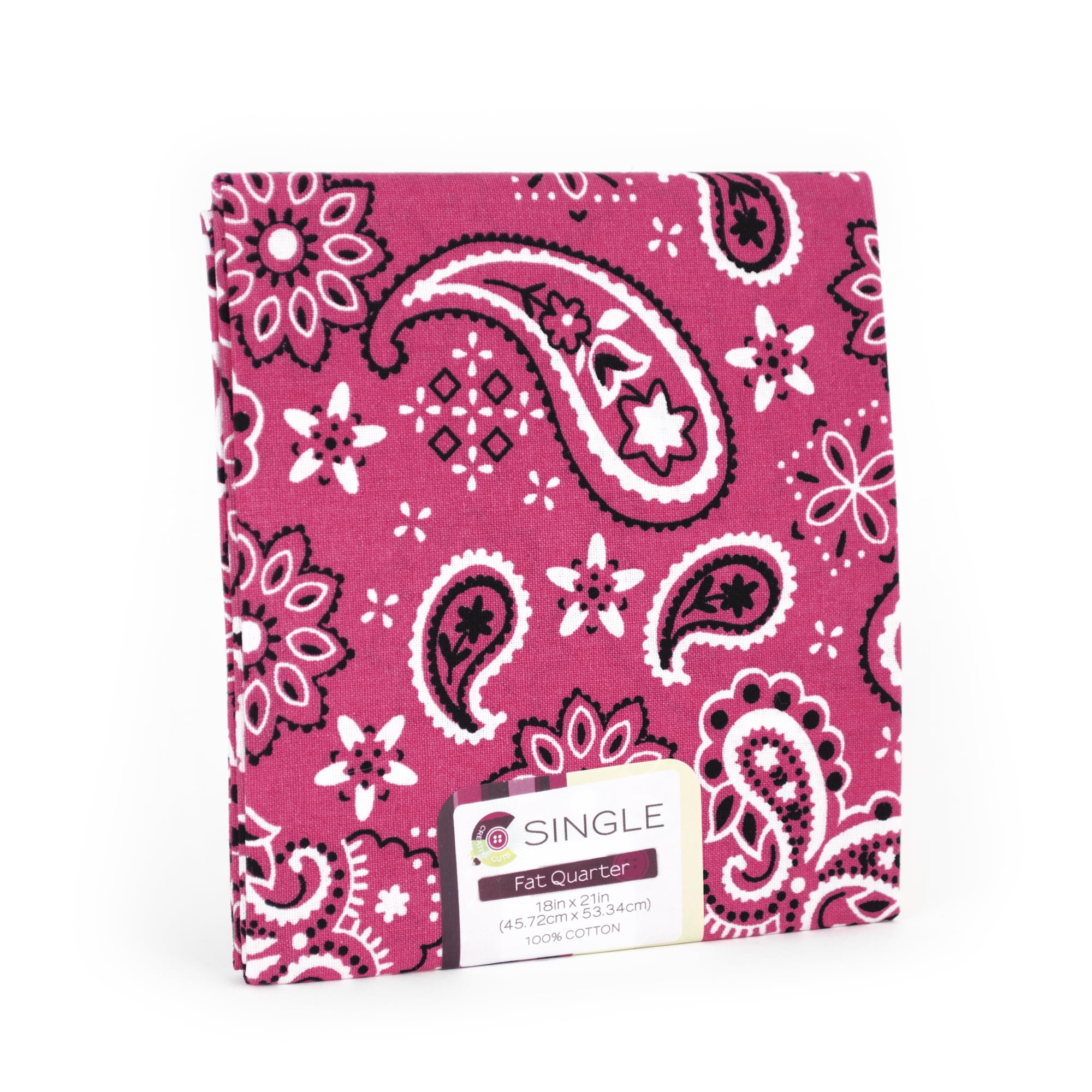 Creative Cuts Fat Quarter Cotton 18" x 21" Bandana Magenta Fabric, 1