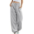 thumbnail image 1 of Pantalones deportivos de mujer con cintura ajustable y pierna recta ancha, 1 of 5