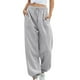 thumbnail image 1 of Gibobby pantalones para nieve mujer Algodón engrosado Nuevos sueltos con cordón Pantalones rectos casuales Pantalones deportivos Pantalones sueltos de mujer (Gris, 60-67.5kg), 1 of 5