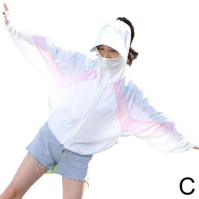 Women Sun Protection Clothing Cool with Cap Uv Protection Cycling Riding{ E7L2