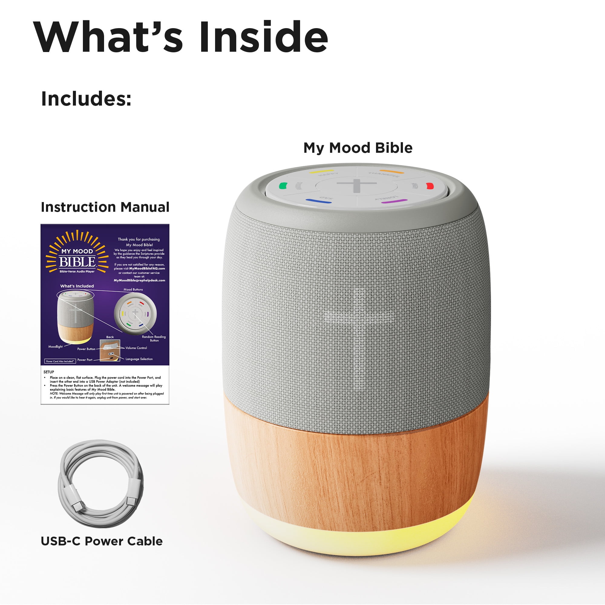 My MoodBible, Portable, One Touch Audio Bible Player, Over 300 Verses, 6 Mood Categories